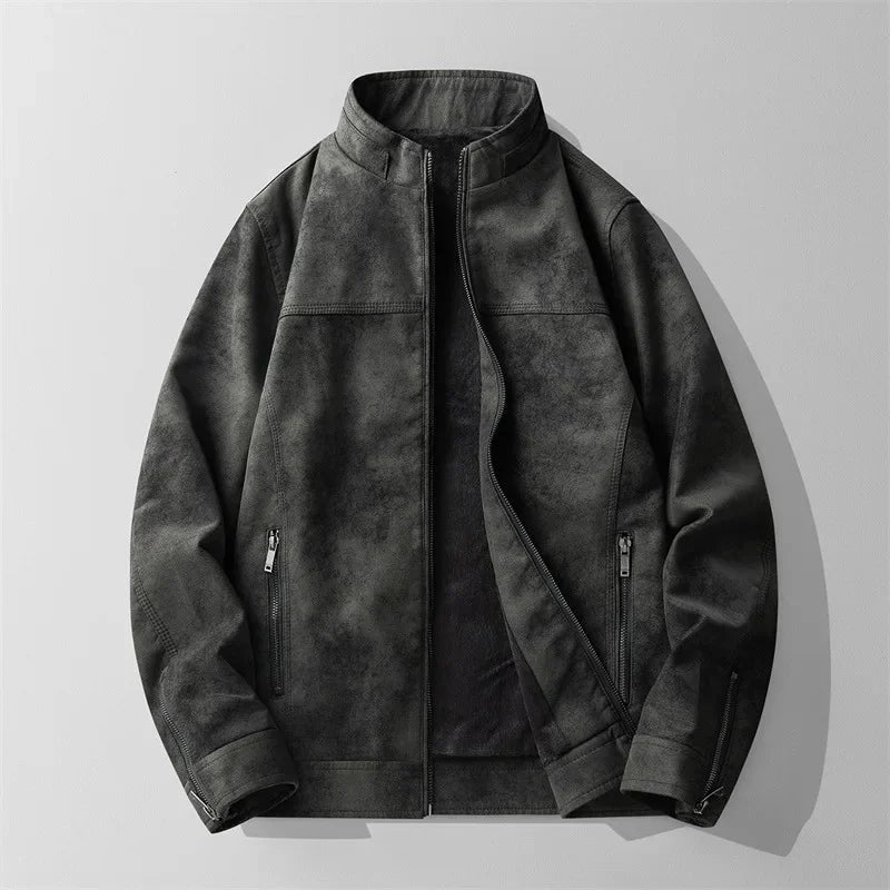 Canyon Suede Jacket – Distressed Texture Velvet Fleece Lining