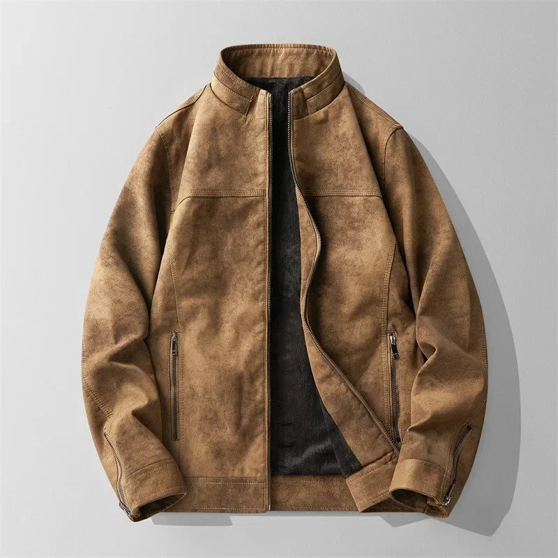 Canyon Suede Jacket – Distressed Texture Velvet Fleece Lining