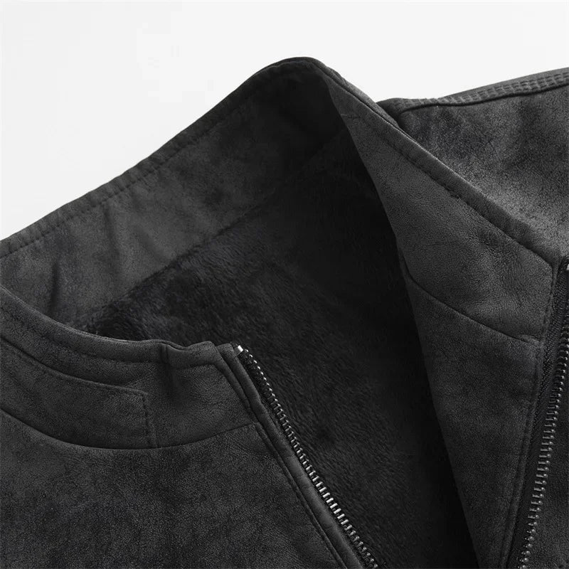 Canyon Suede Jacket – Distressed Texture Velvet Fleece Lining