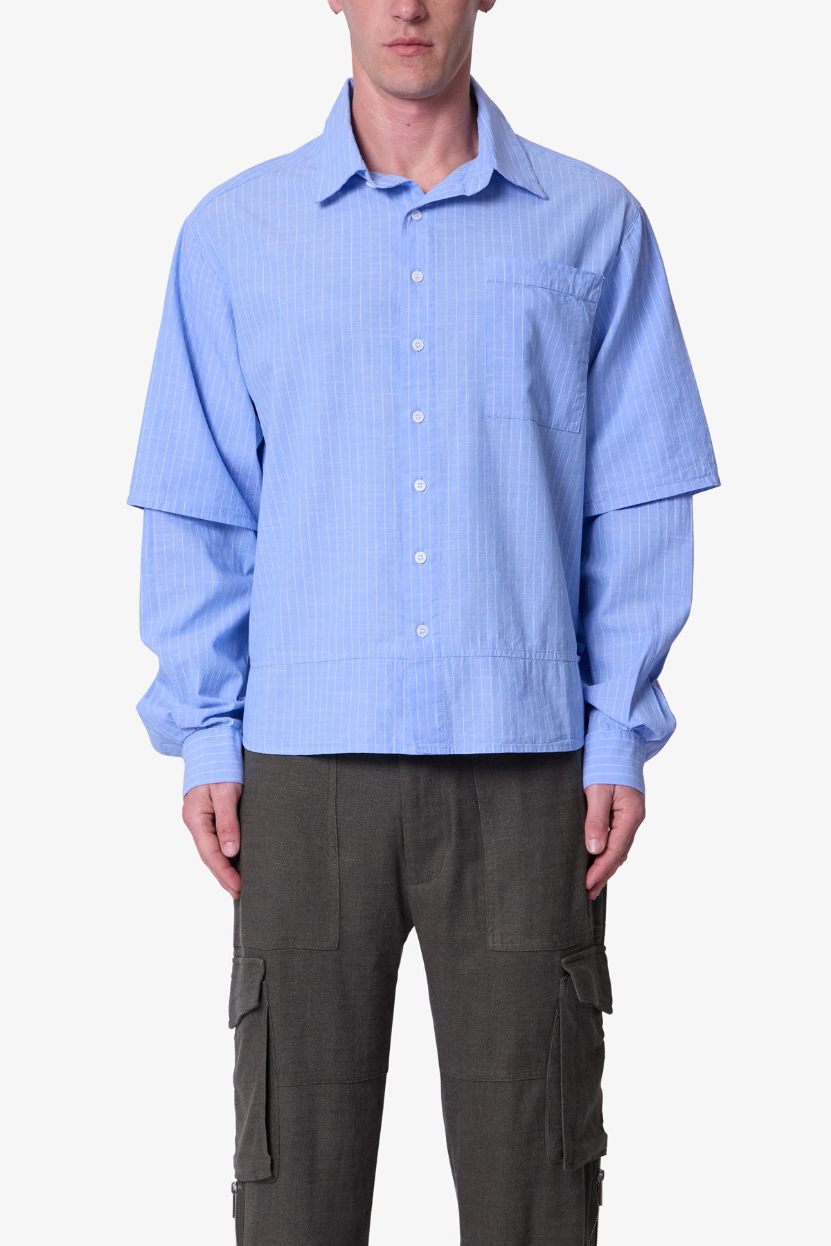 Chambray Double Layer Shirt - Blue 0