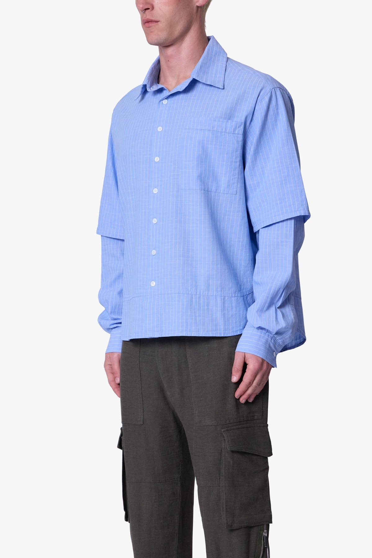 Chambray Double Layer Shirt - Blue 2