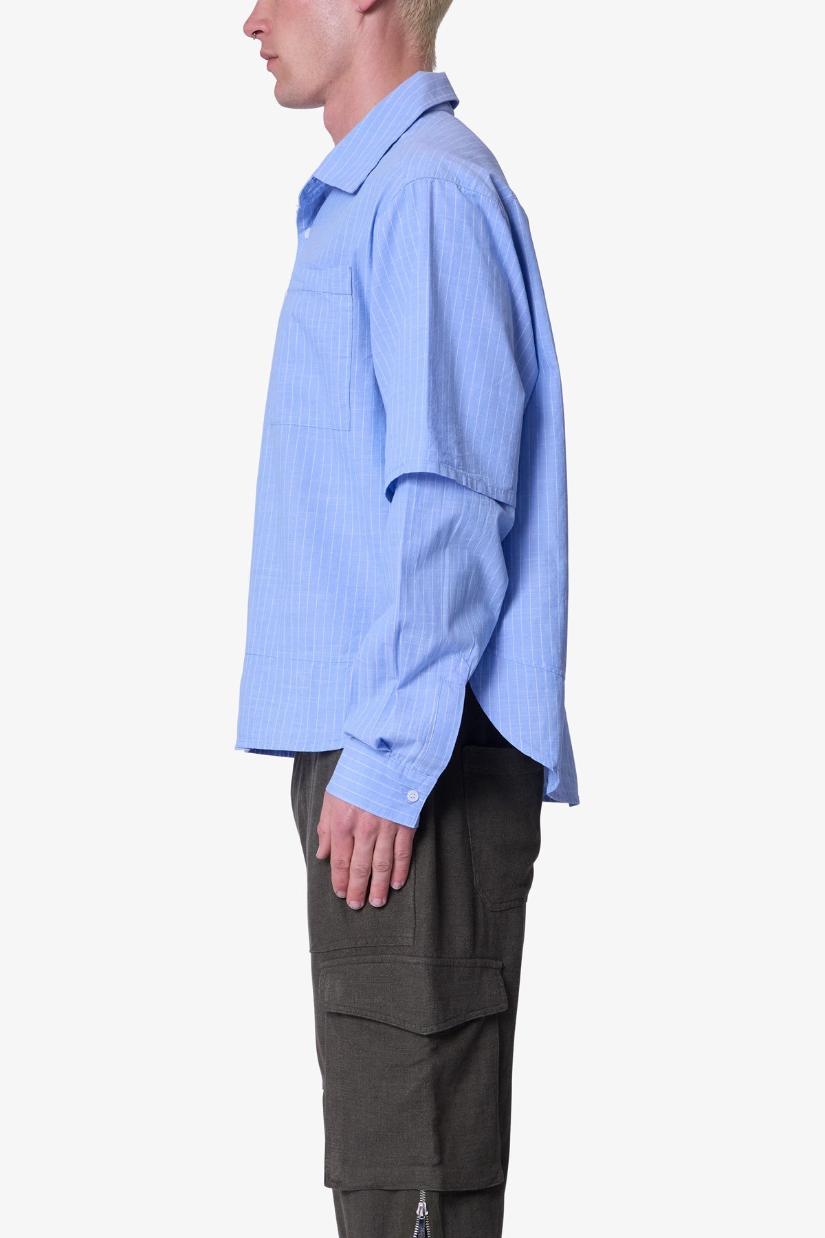 Chambray Double Layer Shirt - Blue 3