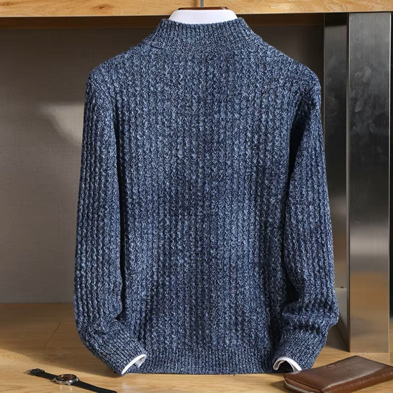 Dax Merino Wool Sweater – Waffle-Knit Lightweight Full-Zip