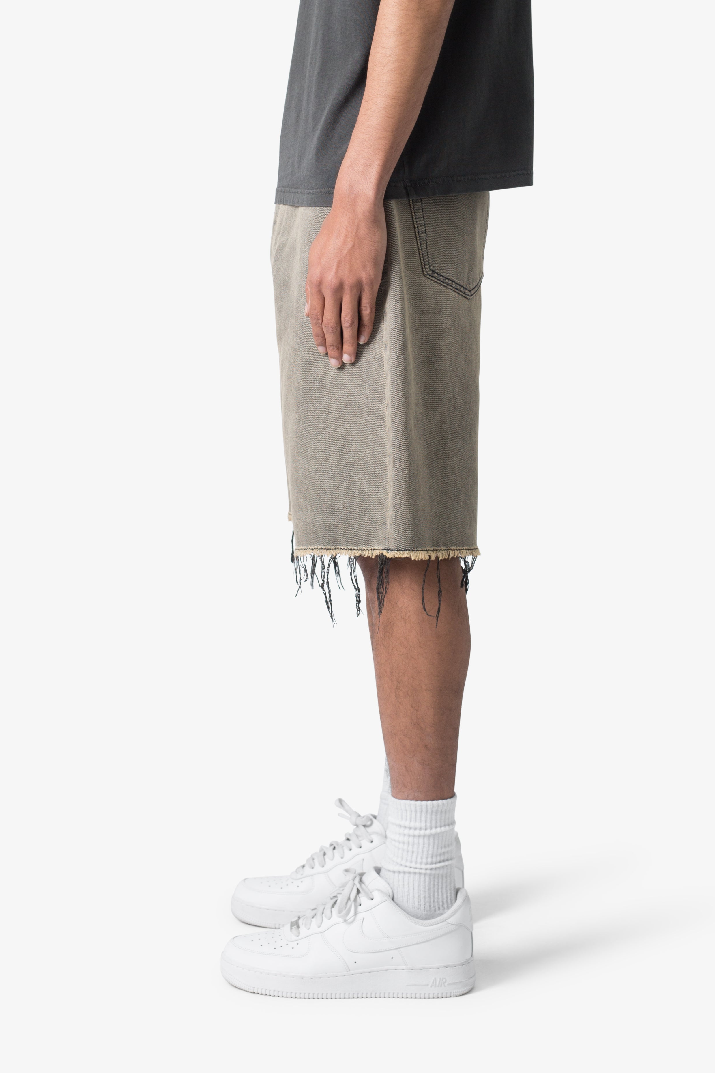 Distressed Mineral Denim Shorts - Brown 3