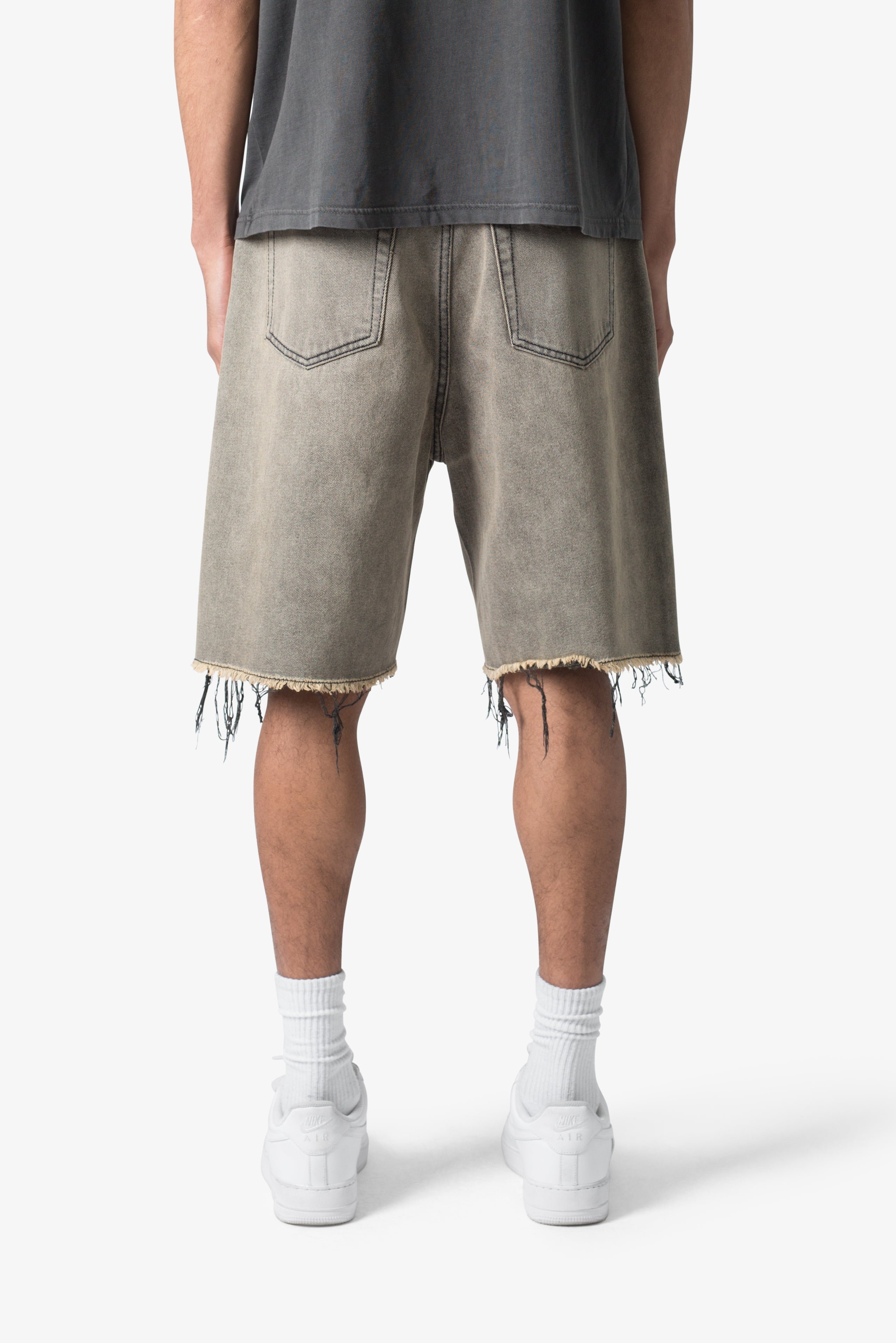 Distressed Mineral Denim Shorts - Brown 4