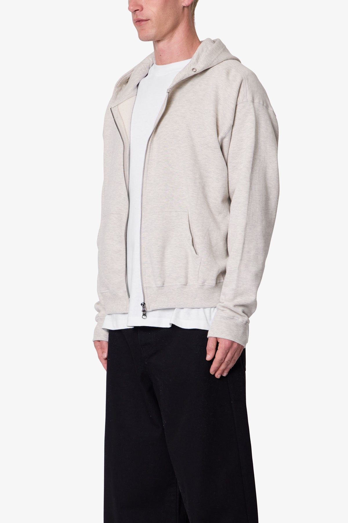 Men's Grey Zip Up Hoodie, 100% Cotton Fleece Sweatshirt with Kangaroo Pocket, Relaxed Fit 2