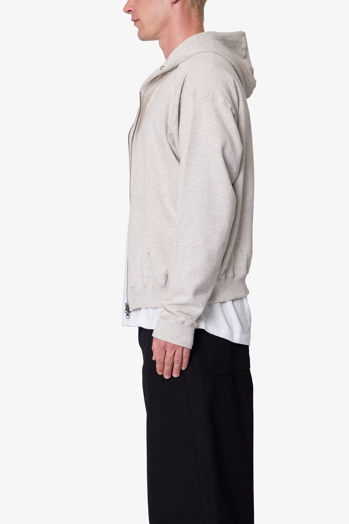 Men's Grey Zip Up Hoodie, 100% Cotton Fleece Sweatshirt with Kangaroo Pocket, Relaxed Fit 3