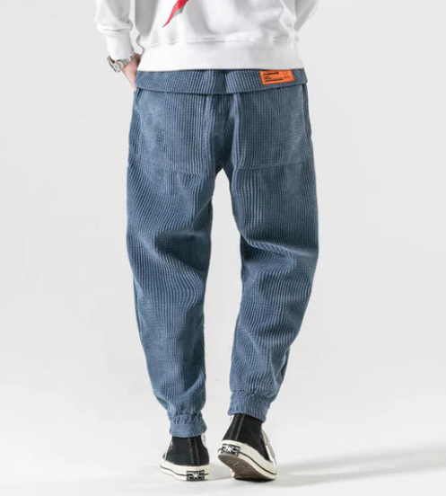 Mens Relaxed Fit Corduroy Joggers – Elastic Waist Casual Track