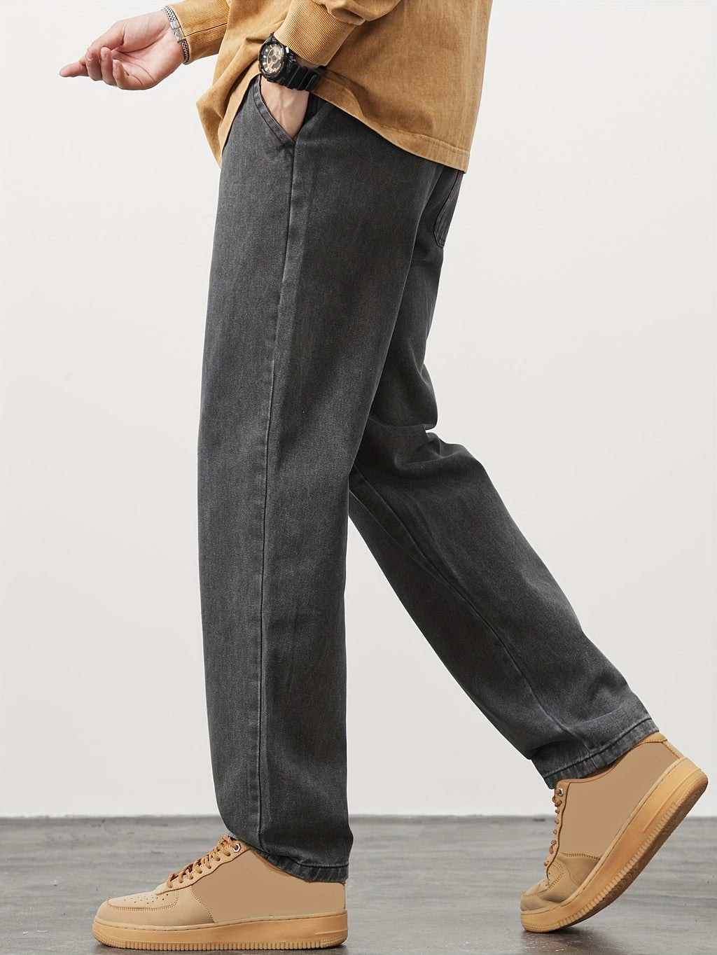 Mens Vintage-Dye Fleece Joggers – Relaxed Fit Elastic Waist Soft Brushed Pockets